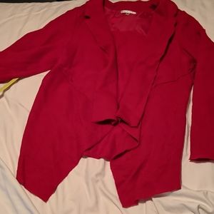 CAbi 528 Valentina Red Open Front Wool Jacket